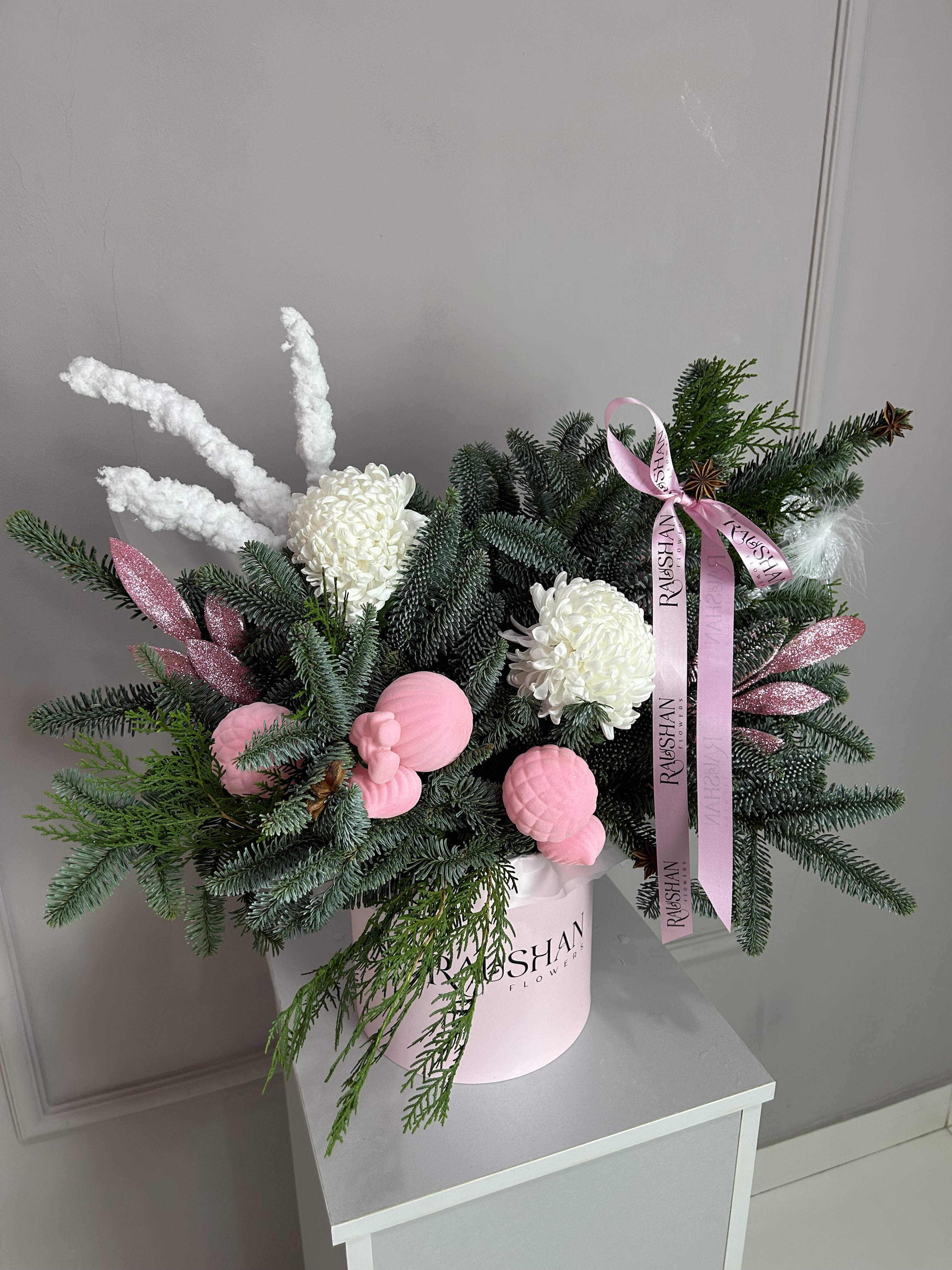 Pink new year composition 