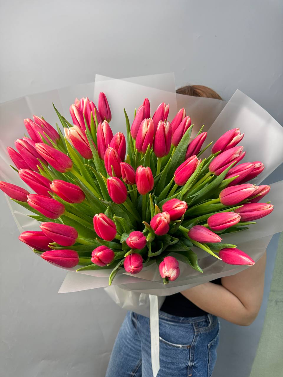 Розовые тюльпаны 51 шт с доставкой по Астане