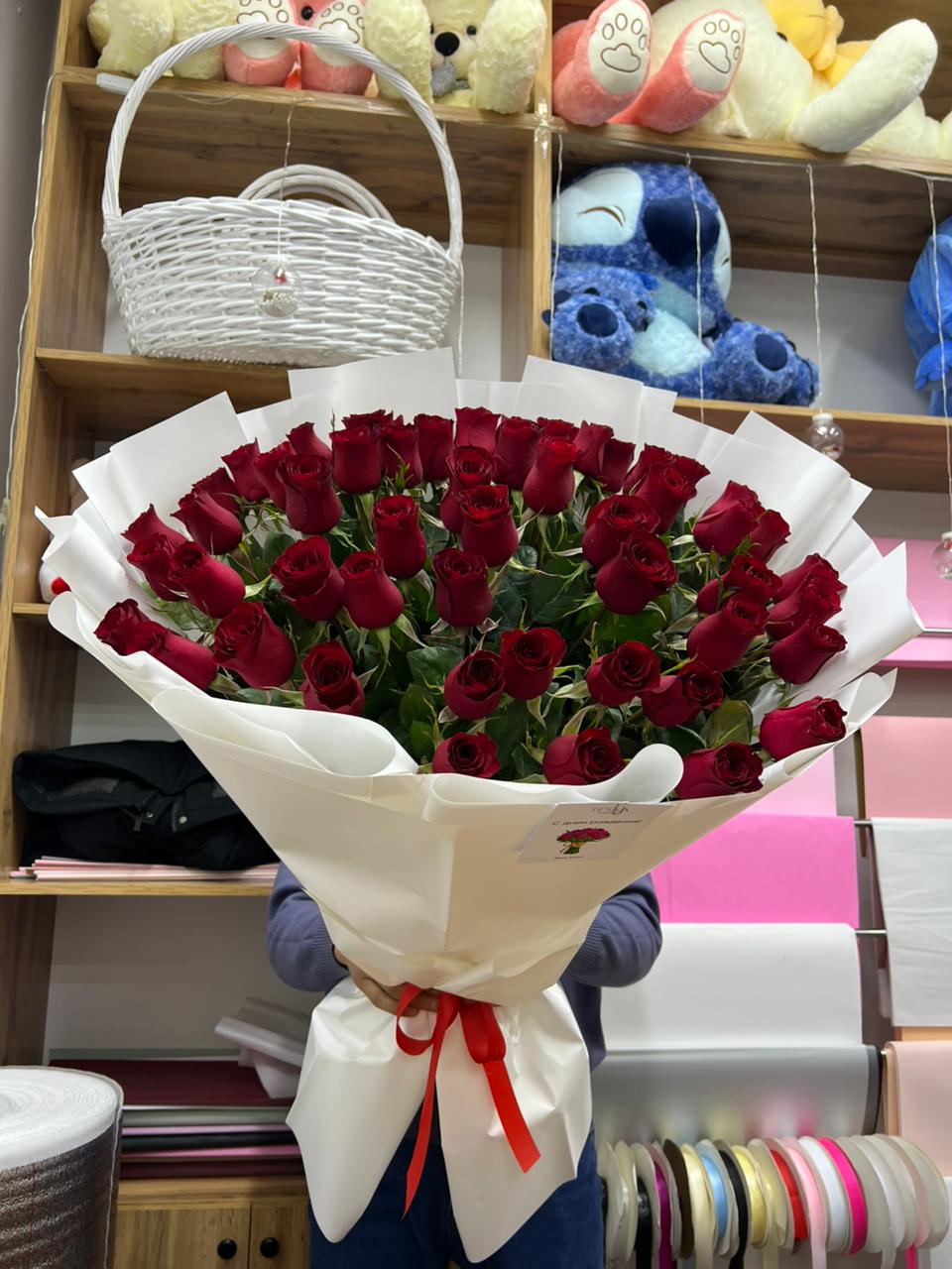 51 роза 80 см  с доставкой по Астане