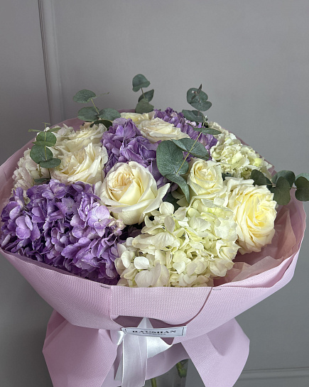 Гортензия, Роза, эвкалипт  с доставкой по Астане