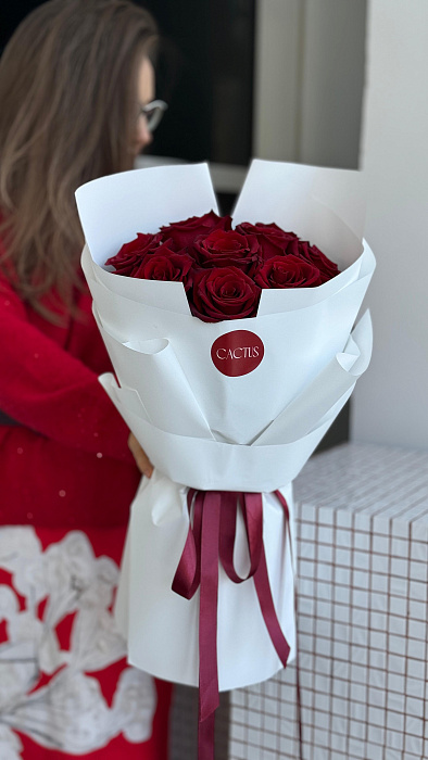 Моно букет из красных роз RED (9шт) - купить в Астане с доставкой