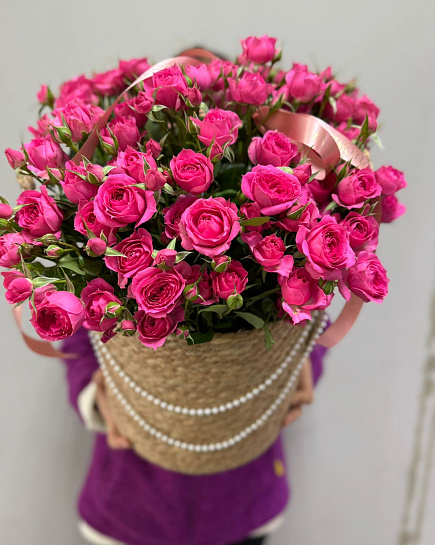 Корзина кустовых роз  с доставкой по Астане