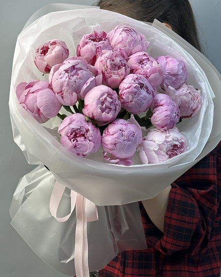 Пионы 15 шт  с доставкой по Астане