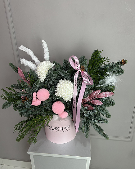 Pink new year composition  с доставкой по Астане