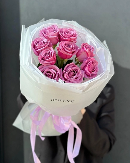 Букет из 9 фиолетовых роз  с доставкой по Астане