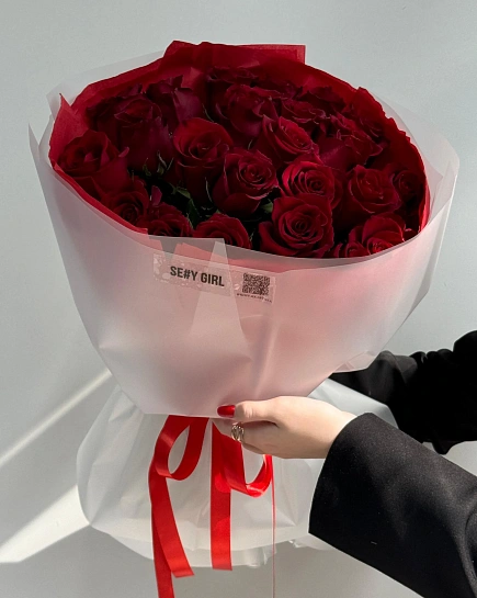 Букет из 25 шикарных красных роз  с доставкой по Астане