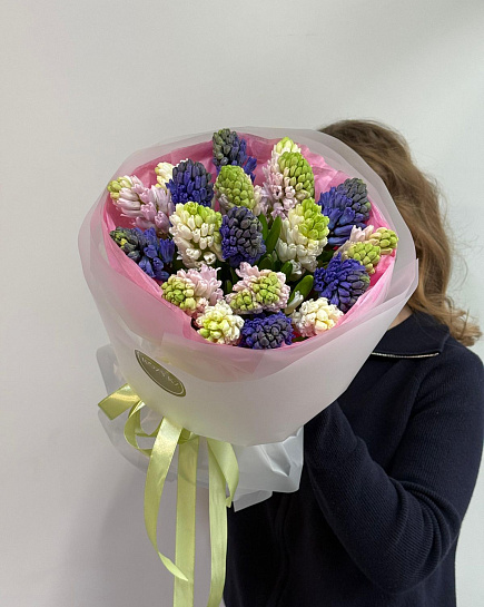 Монобукет Гиацинты микс (19) с доставкой по Астане