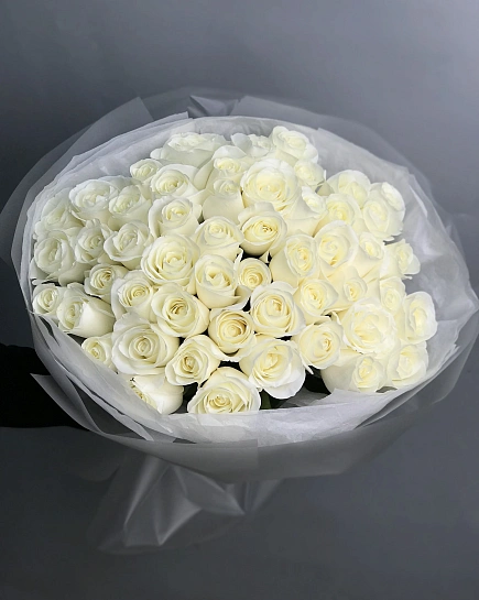 Букет из белых голландских роз 51 шт с доставкой по Астане