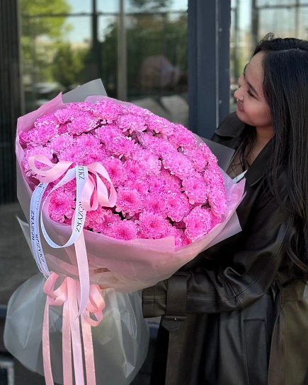 Букет из 15 пышных кустовых хризантем  с доставкой по Astana