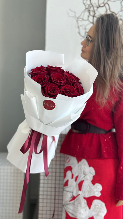 Моно букет из красных роз RED (9шт) - купить в Астане с доставкой