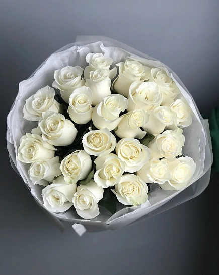 Белые розы 25 шт с доставкой по Астане