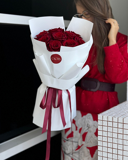 Моно букет из красных роз RED (9шт) с доставкой по Астане